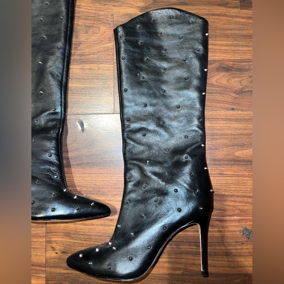 Brand New-Schutz 's-ariene' black spike studded boot - Picture 4 of 6